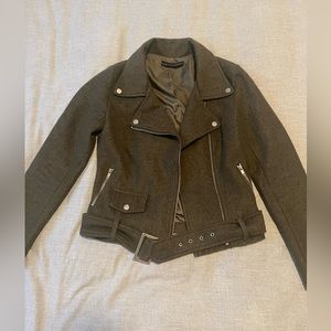 olive green biker motto jacket